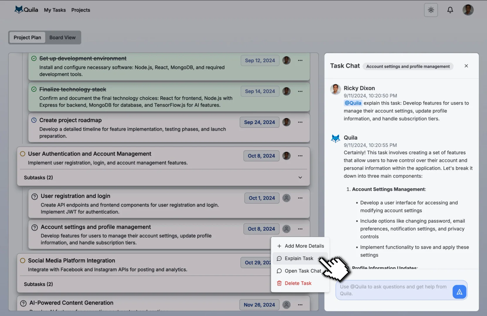 Quila intelligent task management overview