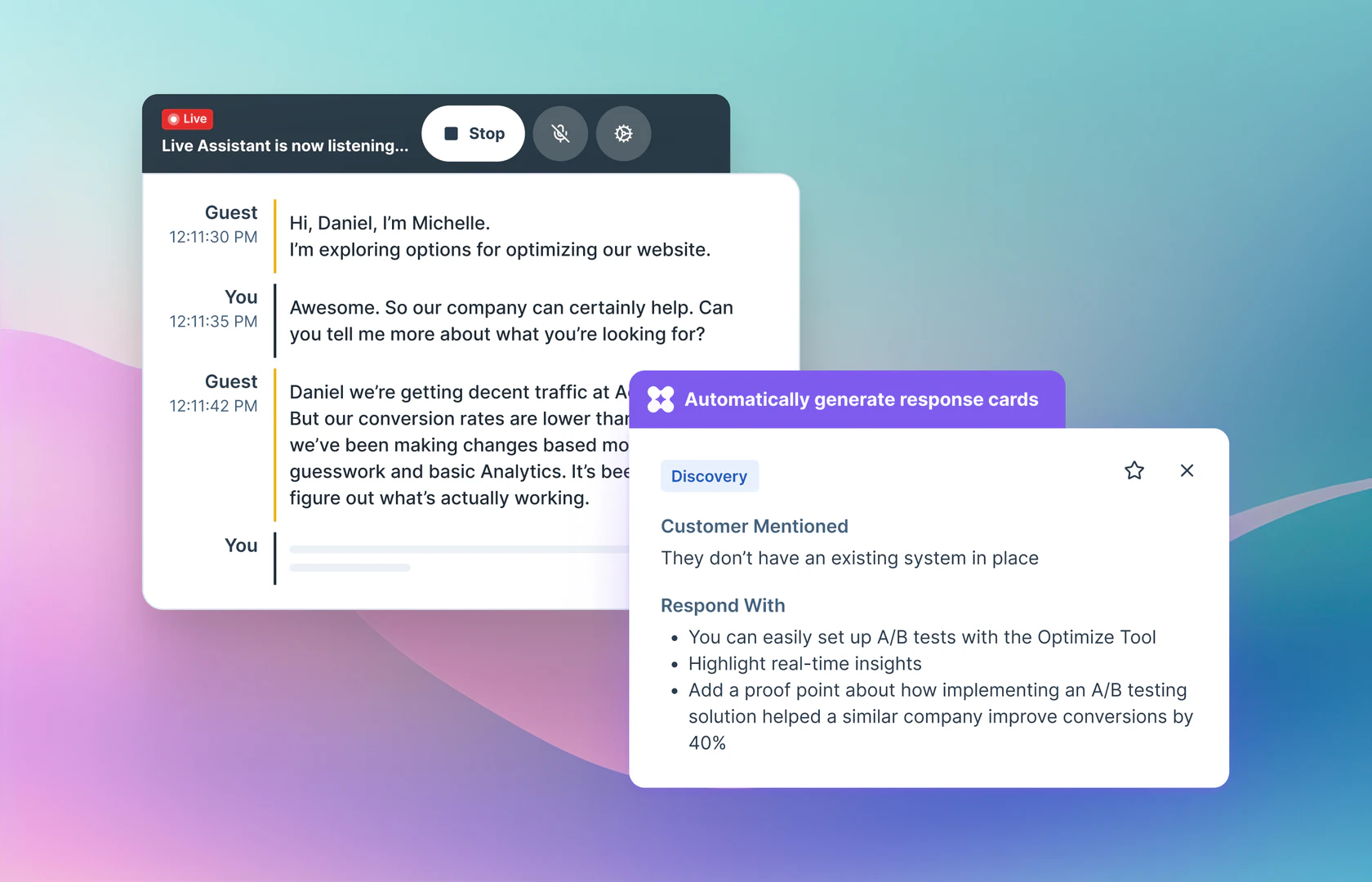Quilt live assistant feature demonstration