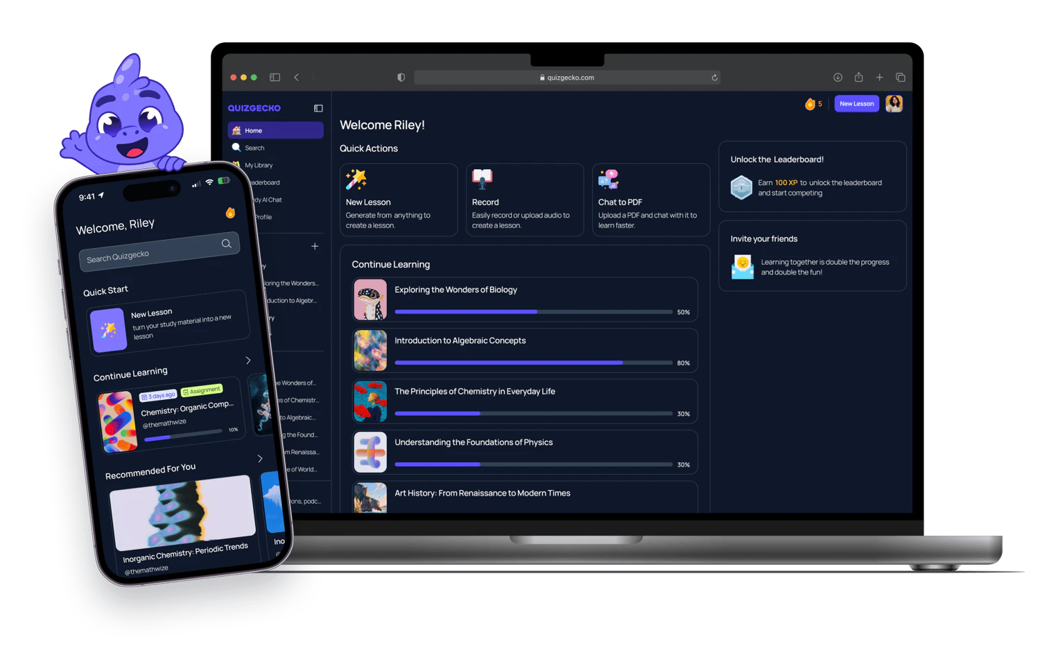 Quizgecko product interface overview
