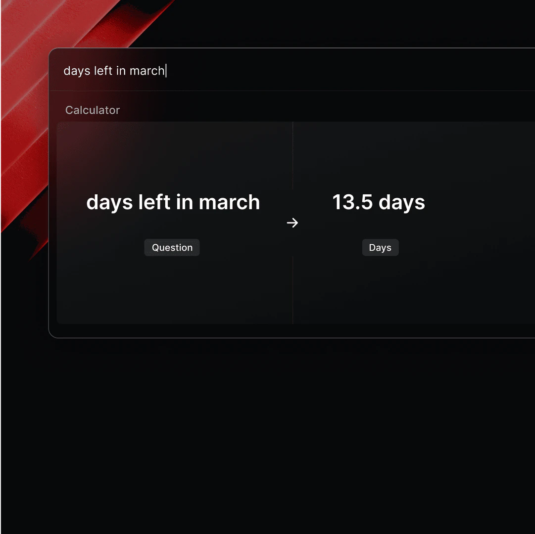 Raycast calculator feature in use