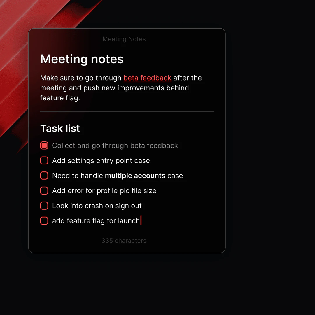 Raycast notes feature in action