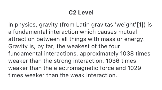 Read Easy Ai C2 level text demonstration