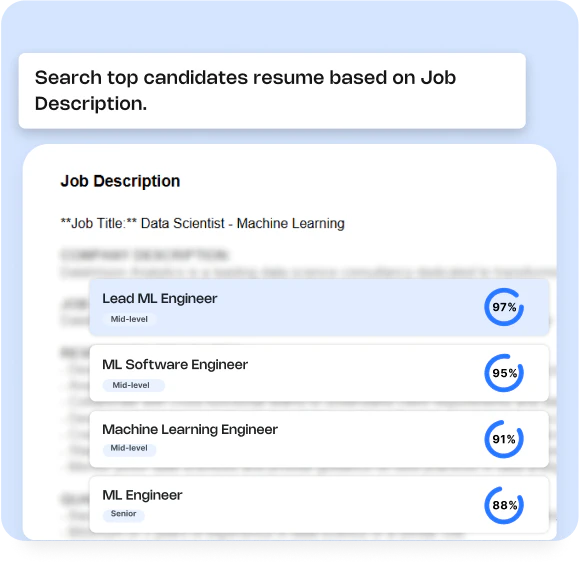 Recrewai main features including resume parsing and talent matching