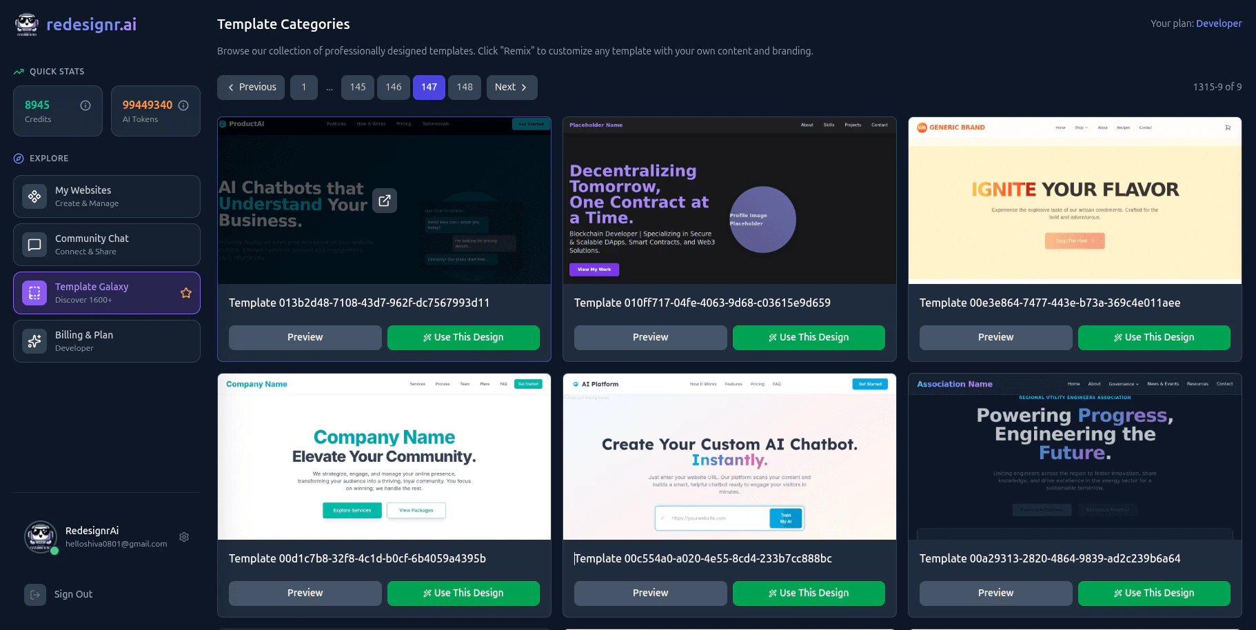 Redesignrai AI templates showcase