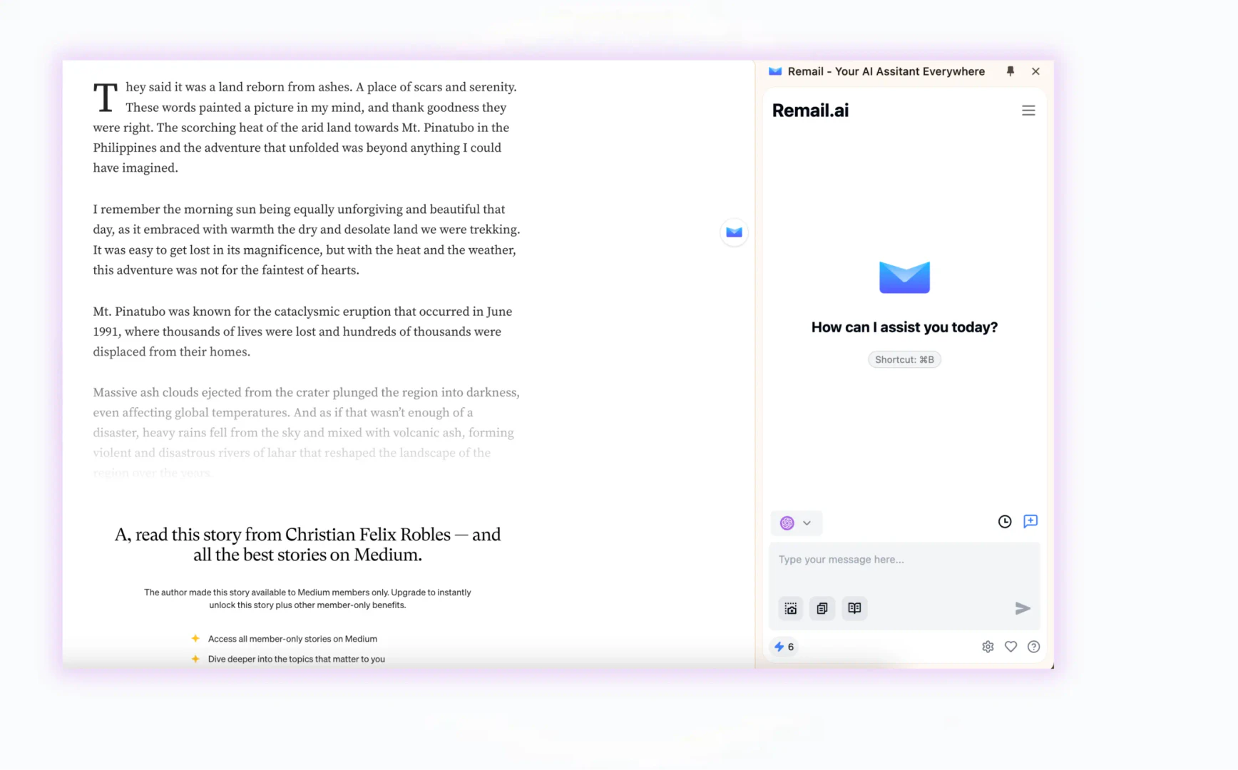 Remail AI Sidebar interface for easy access