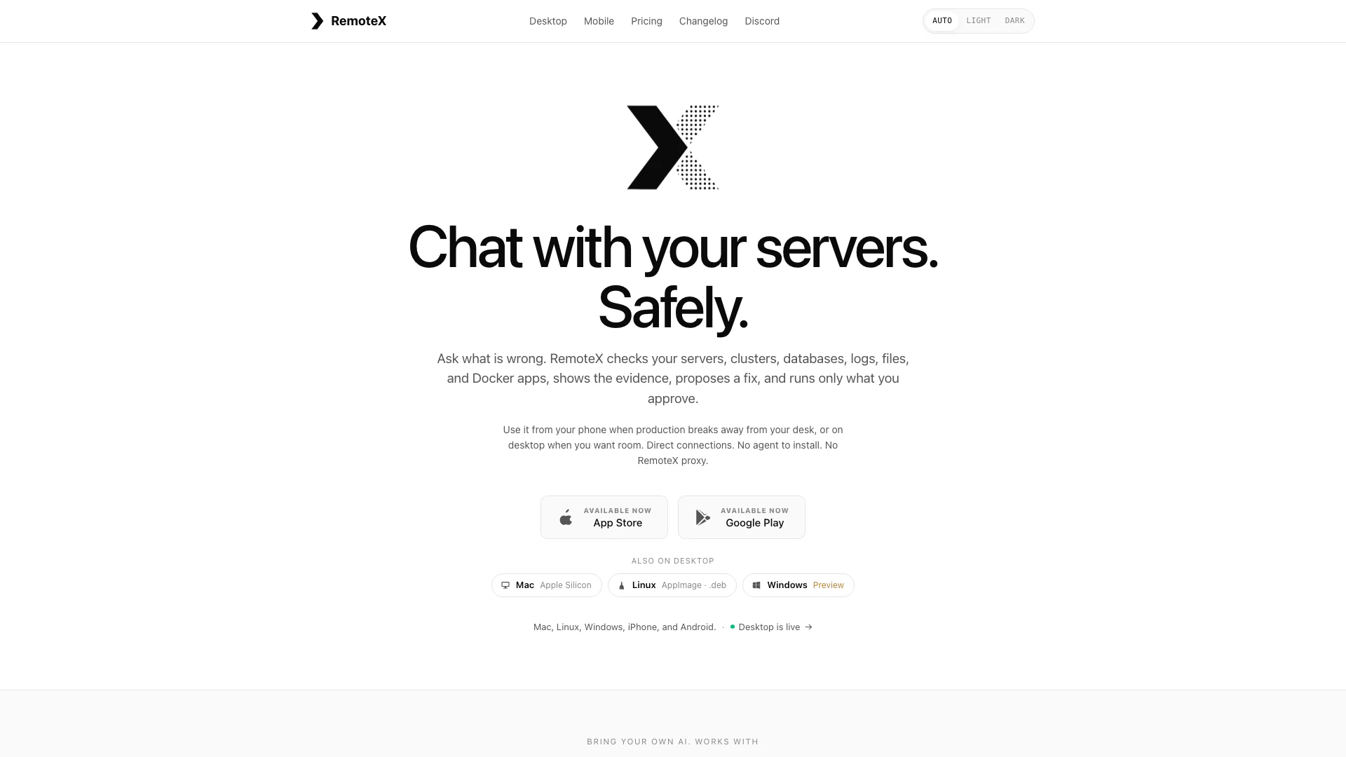 Remotex website screenshot showing RemoteX ermöglicht es Ihnen, Produktions... interface and features
