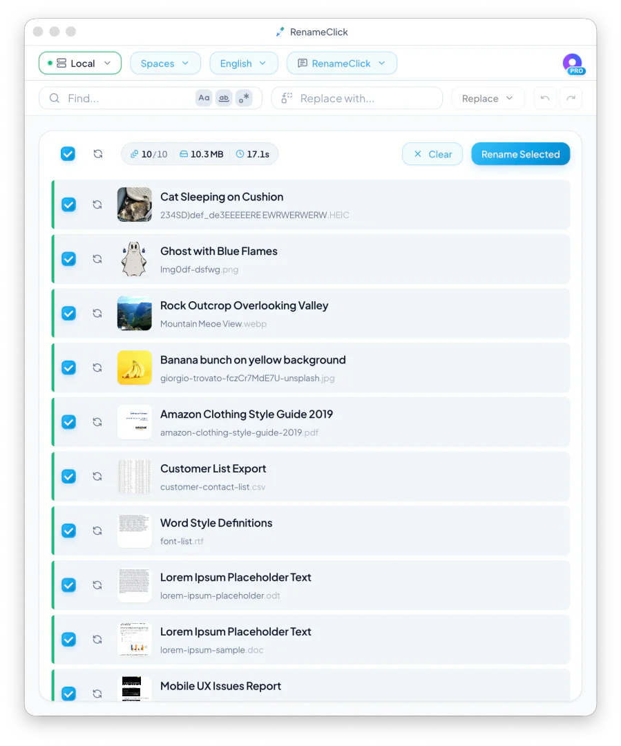 RenameClick Product Interface