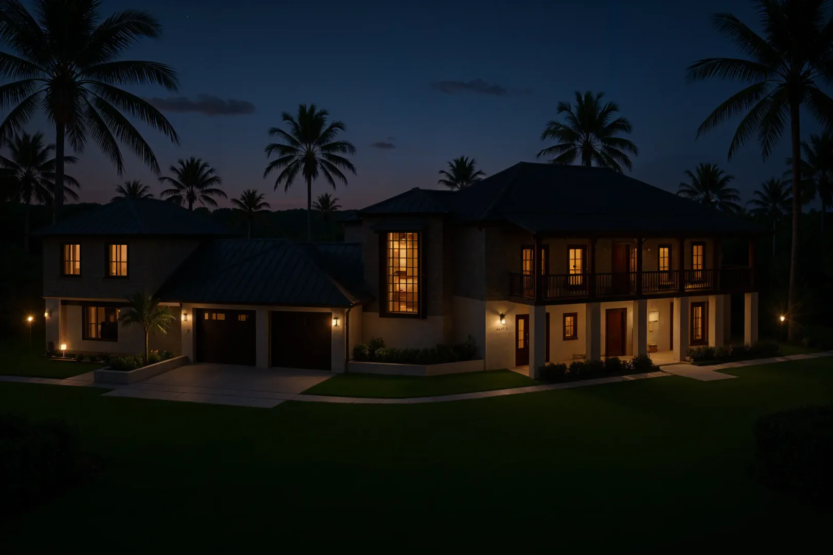 Night scene render example using Renderahouse