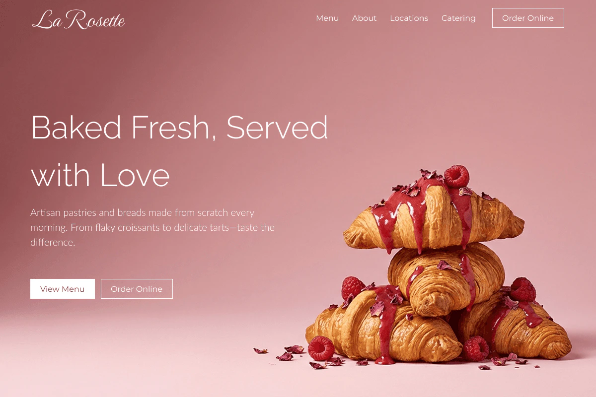 Repaint AI-generated bakery website example