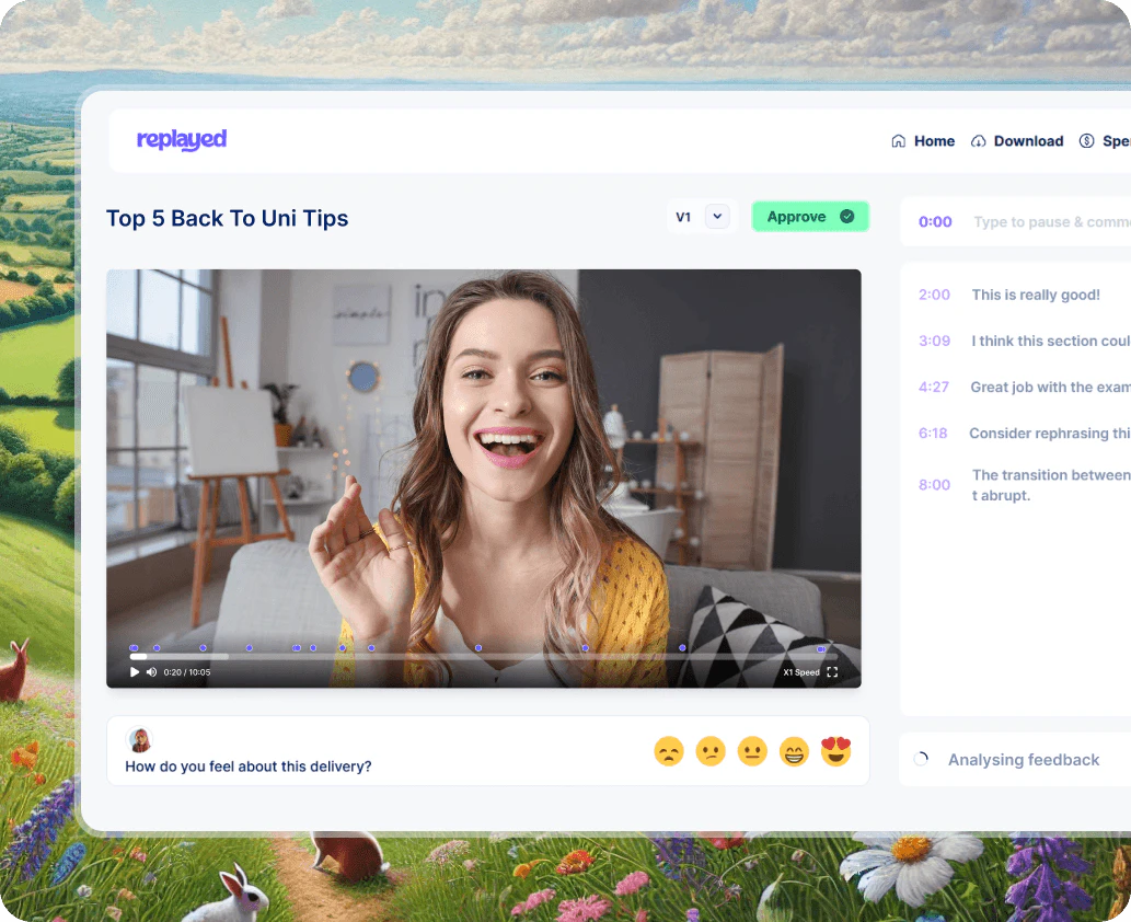 Replayed review video interface