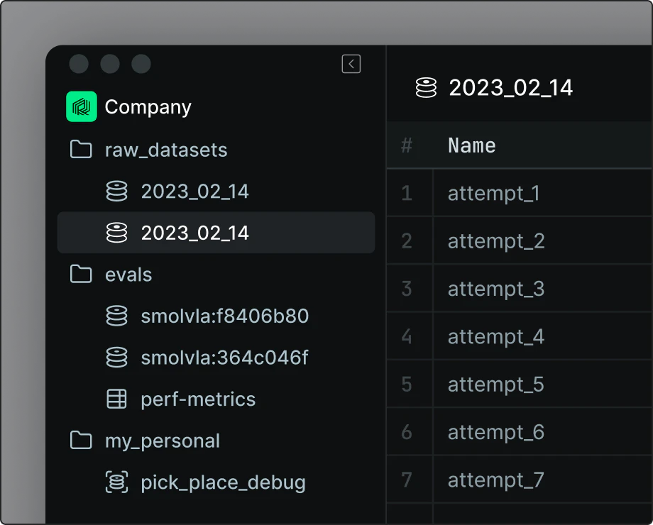Rerun data management and visualization features