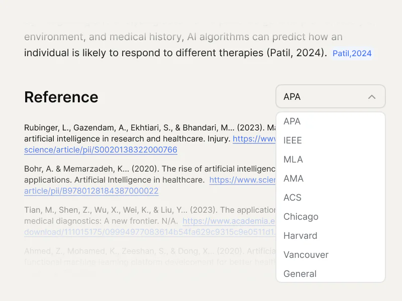 Resea AI accurate citations feature