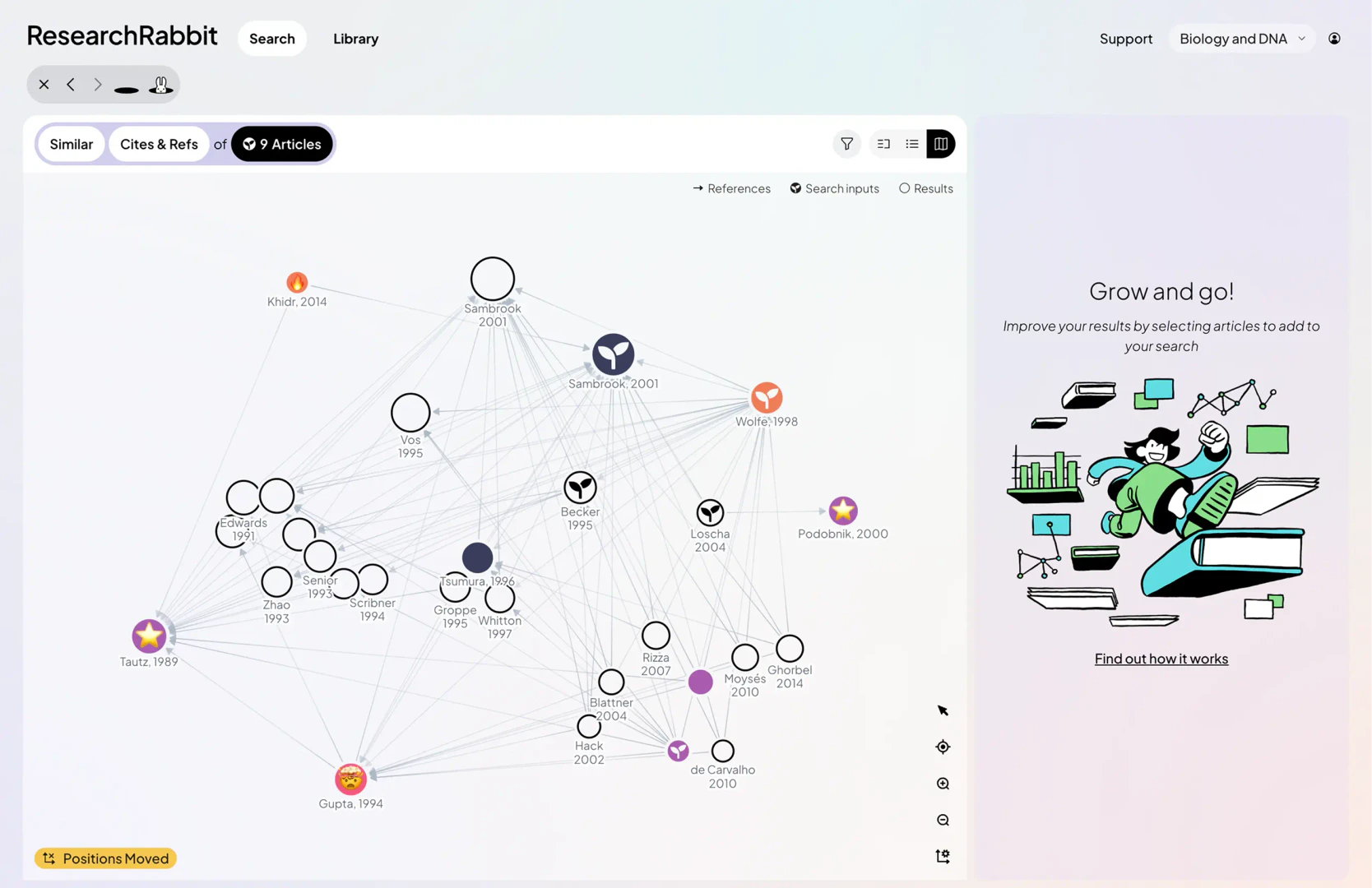 ResearchRabbit literature exploration interface