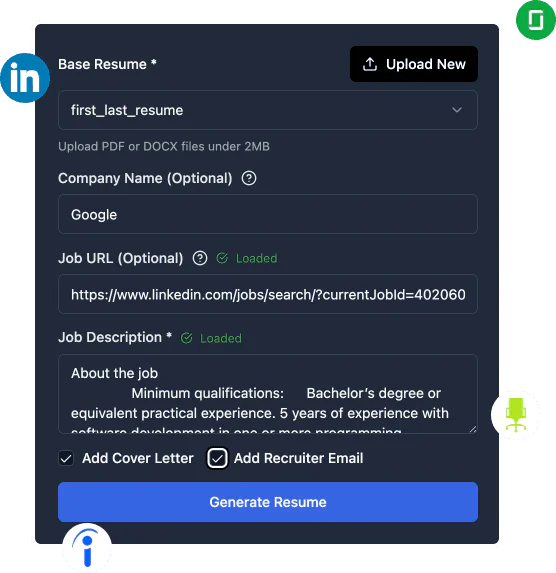 ResumaidPro user scenario for professionals transitioning to tech