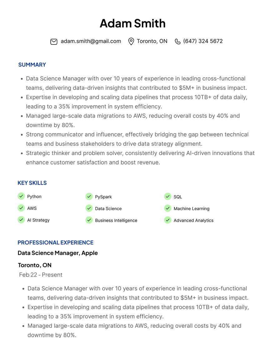 ResumlyAI product interface showing resume features