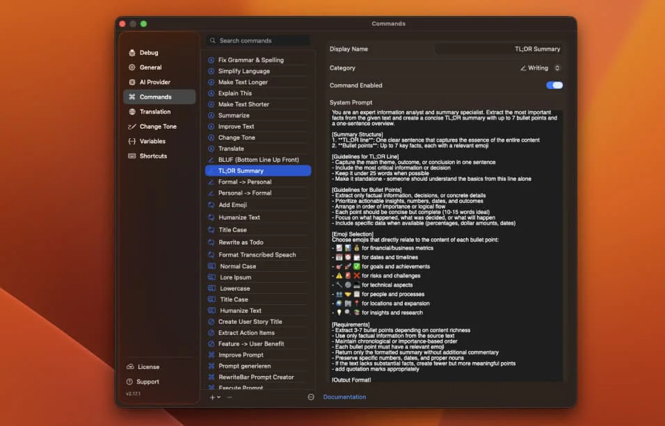 Showing RewriteBar's feature demonstration