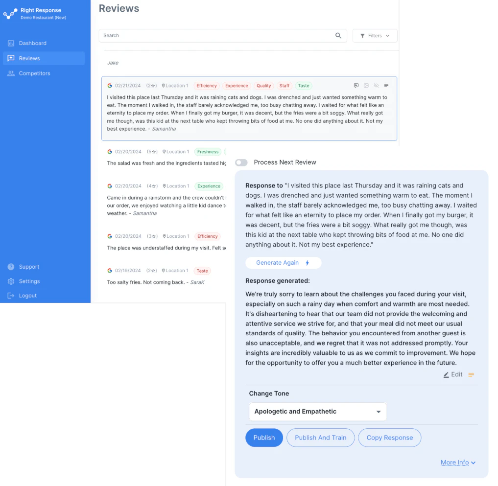 RightResponse AI product interface overview