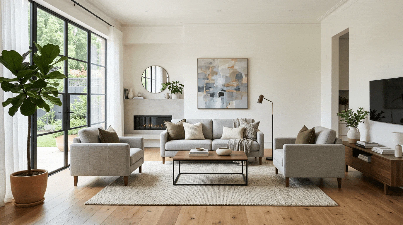 Roomdesign furniture layout demonstration