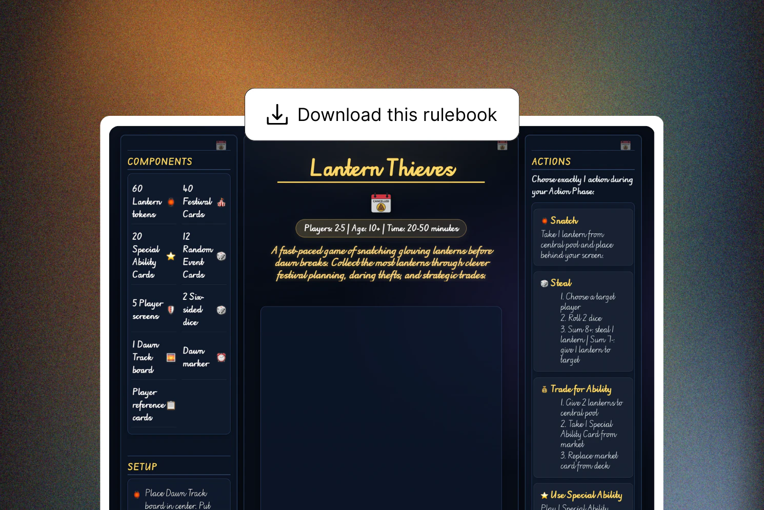 Rulebook one-click download feature