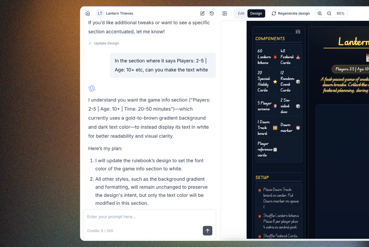 Rulebook AI assistant for writing and designing
