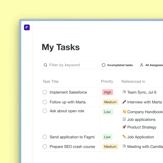 Saga Ai task management interface