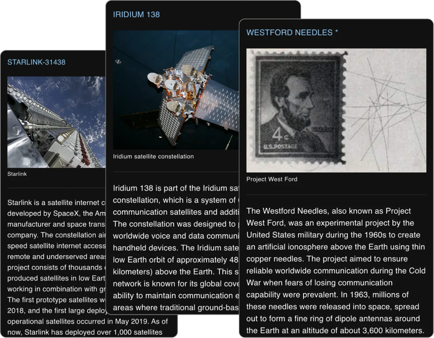 Satellite Tracker 3D detailed satellite information