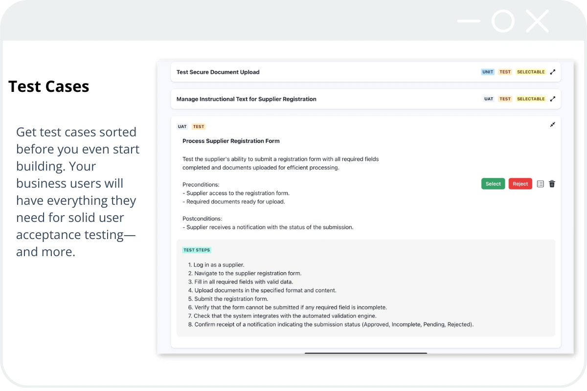 Scopeblueprint test cases generation interface