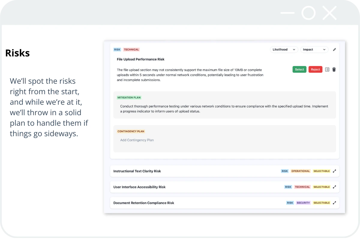 Scopeblueprint risk management interface