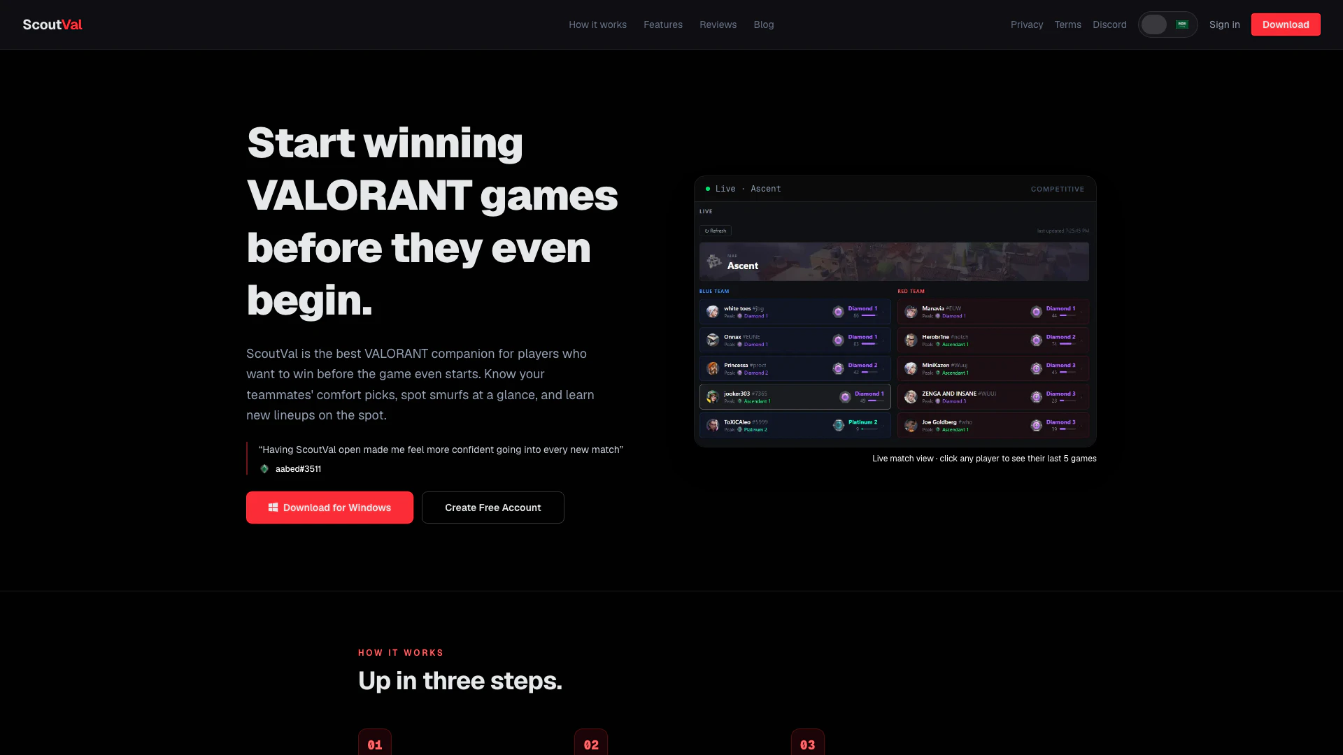 Scoutval website screenshot showing ScoutVal is your ultimate companion for ... interface and features