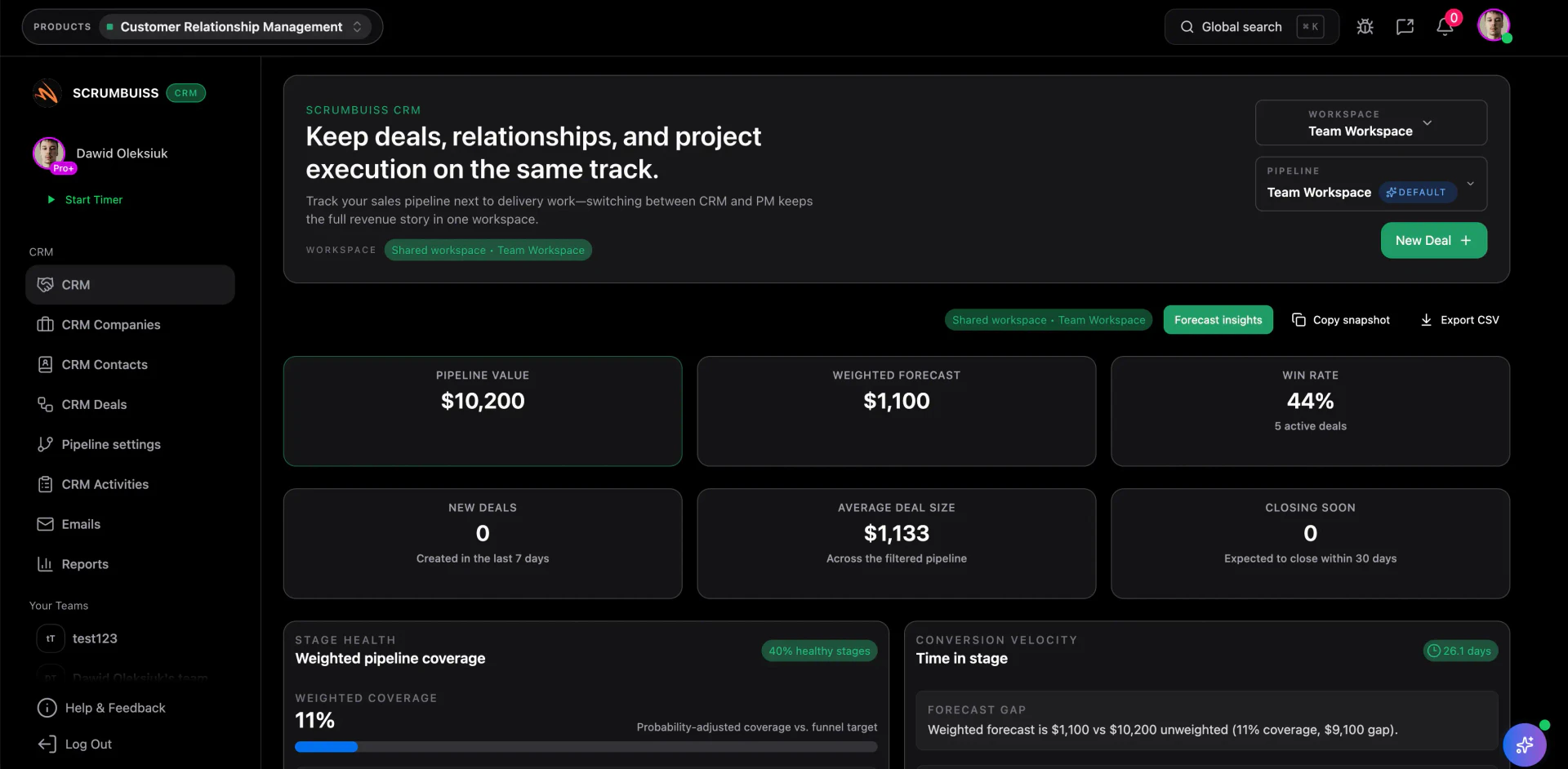 Scrumbuiss CRM feature for teams