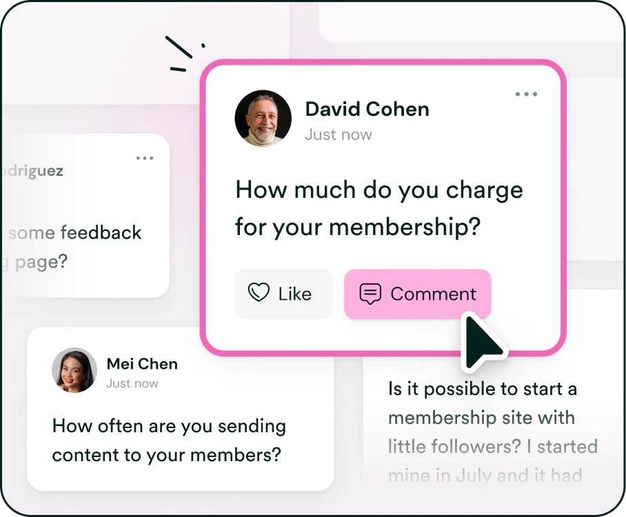 Searchie Community feature for member engagement
