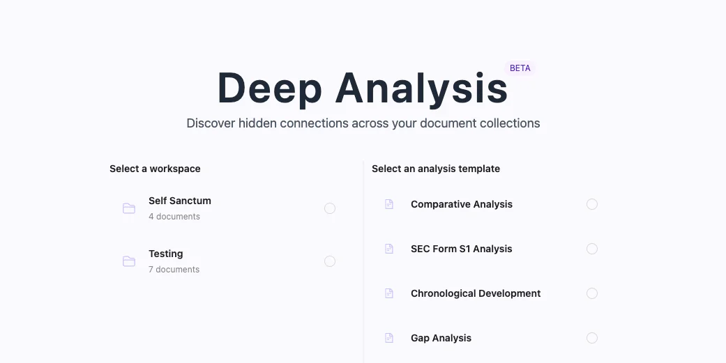 Searchplusai deep analysis template selection