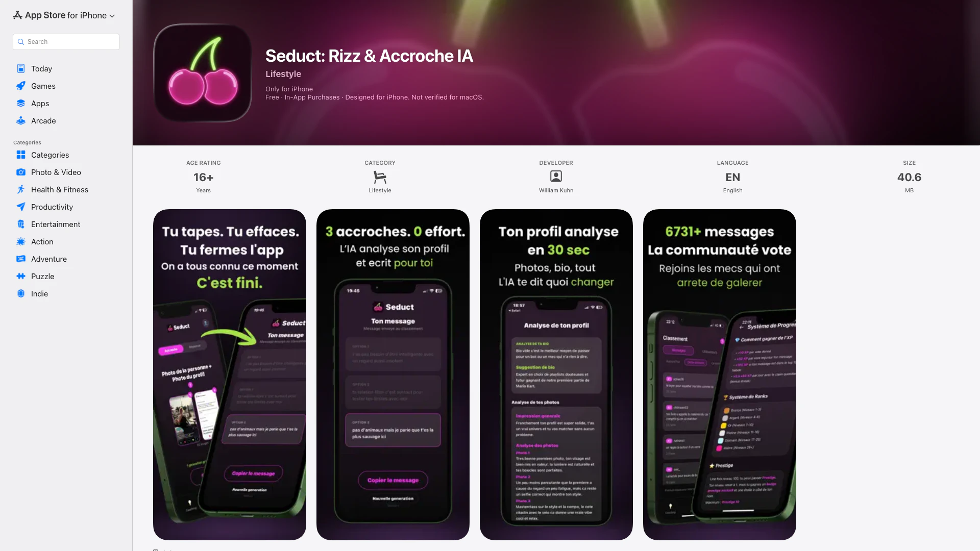 Seduct: Rizz & Accroche Ia screenshot