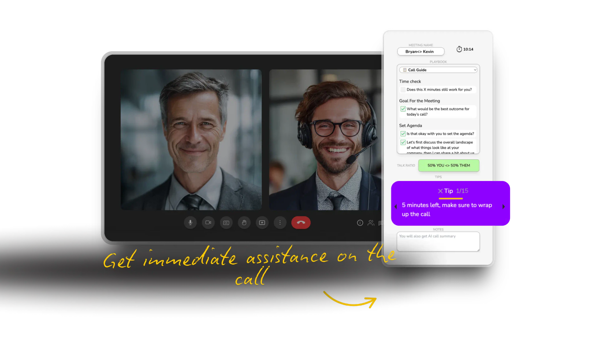 Real-time call assistant interface of SellMeThisPen