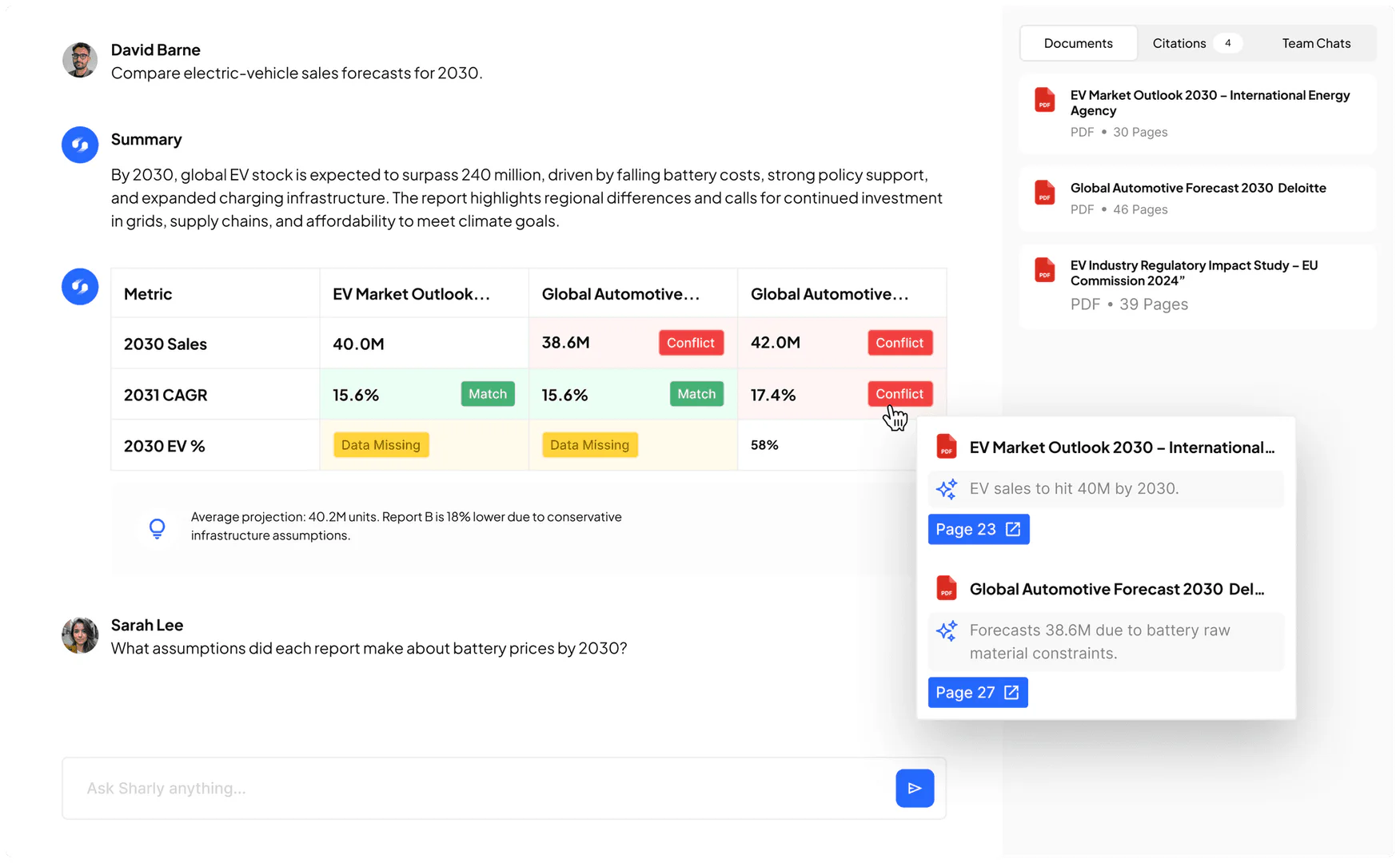 Sharlyai use case example for comparing research documents