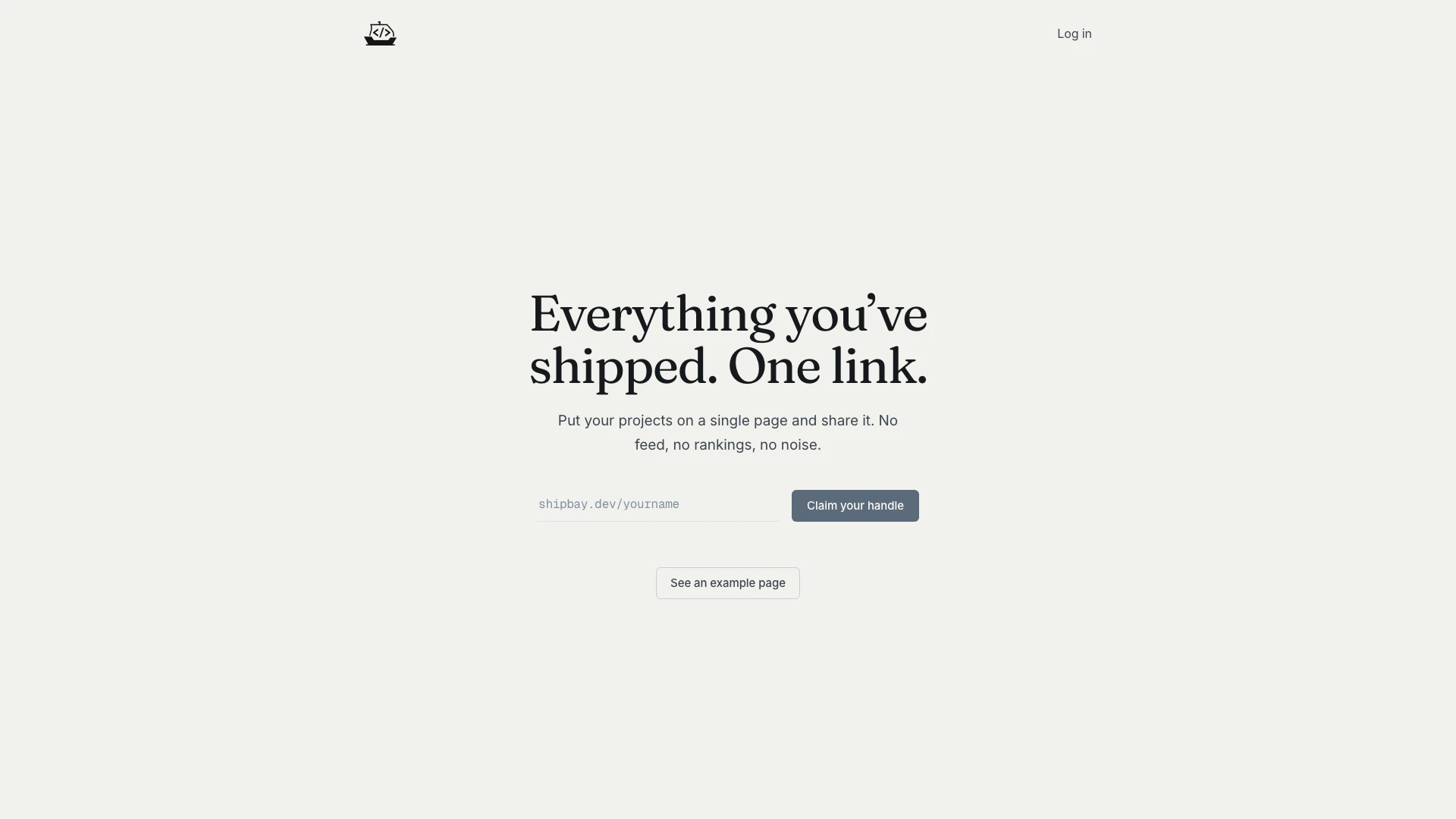 Shipbay website screenshot showing Put your projects on a single page and s... interface and features