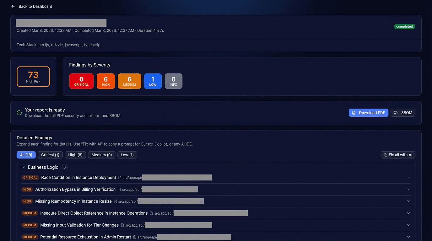 ShipShield audit report download screenshot