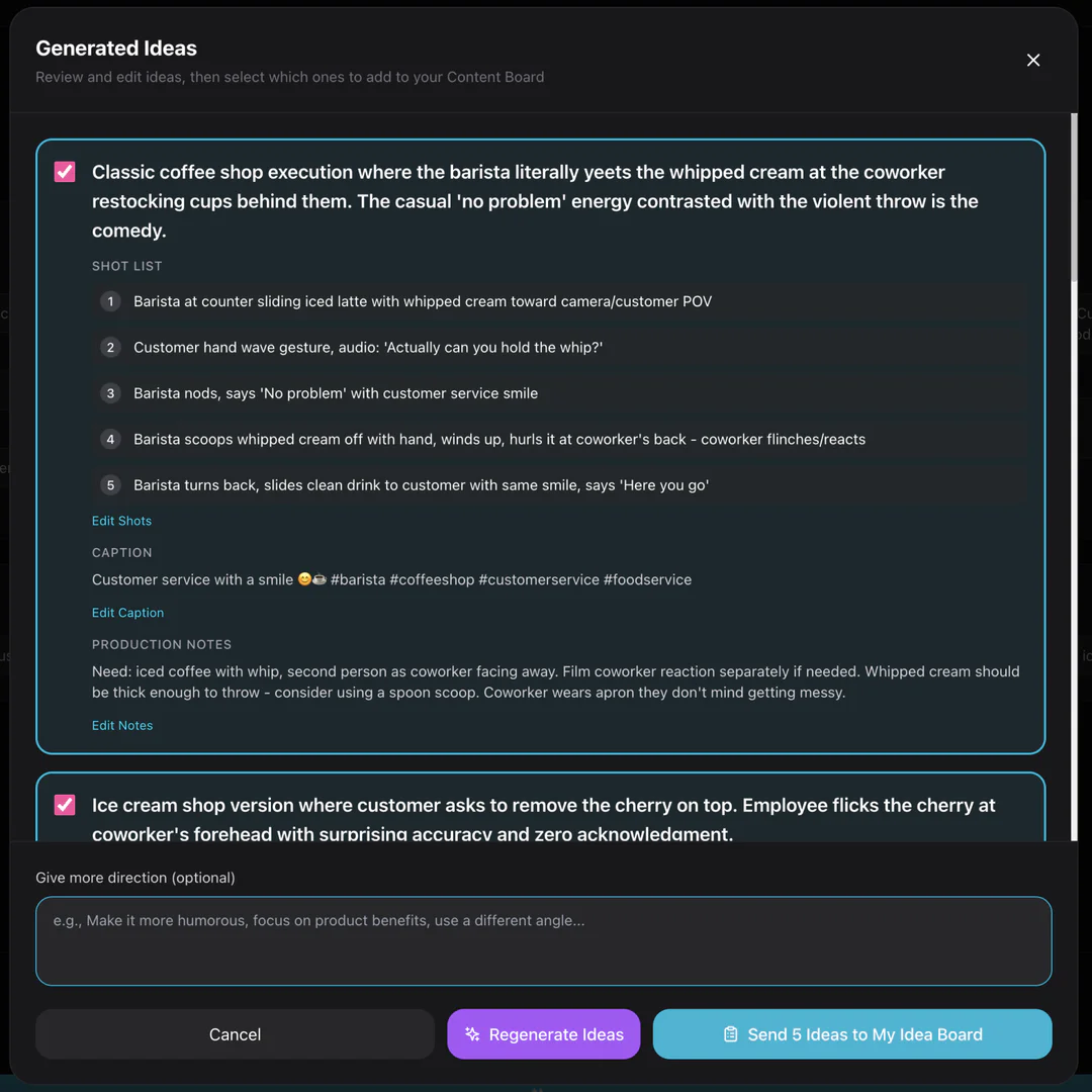 Showstopai trend-to-brief feature