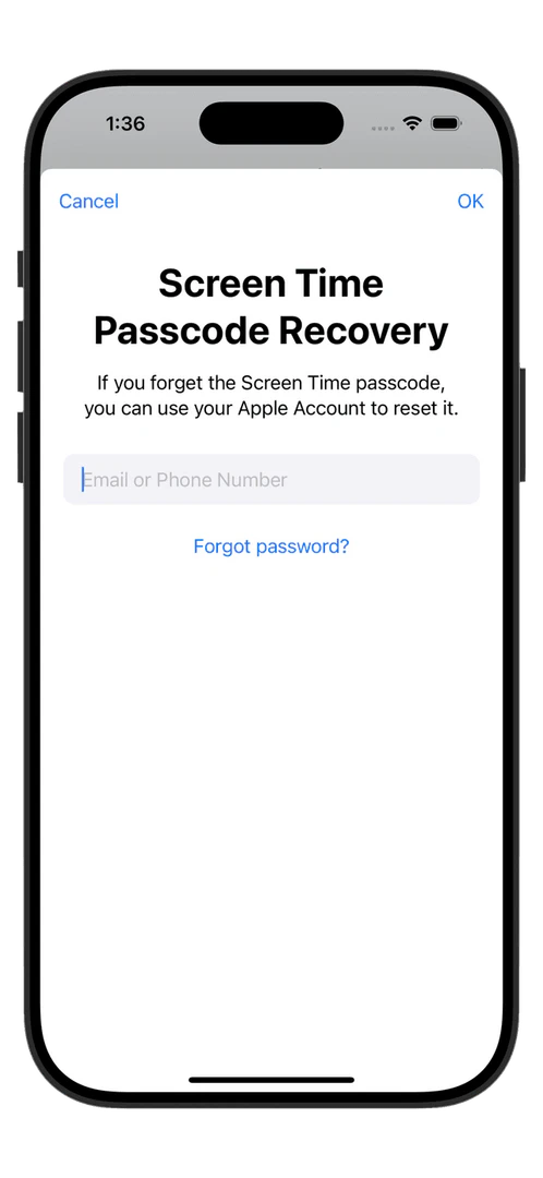 Shutout disables Forgot Password feature