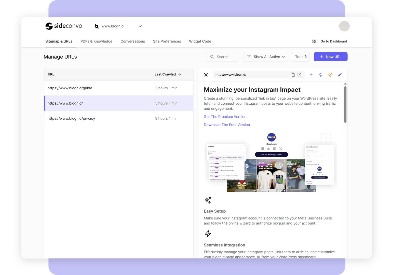 Sideconvo main features demonstration