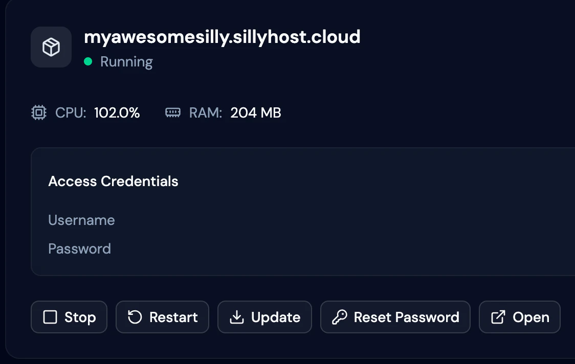 Sillyhost auto-update interface