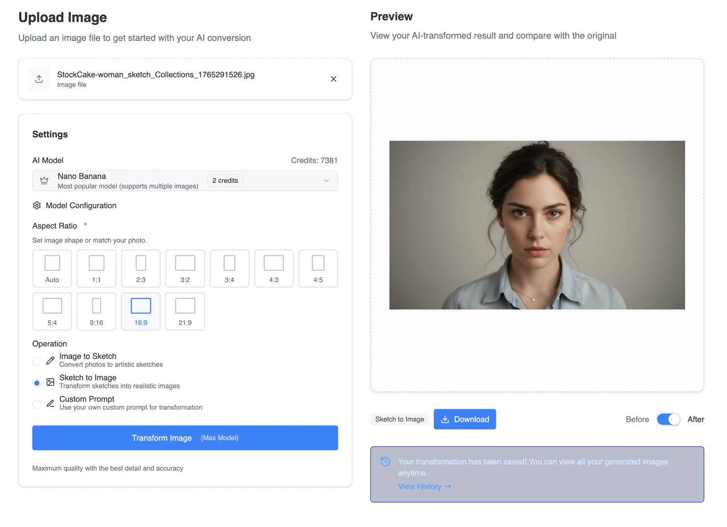 Generating and downloading sketch in Sketchto