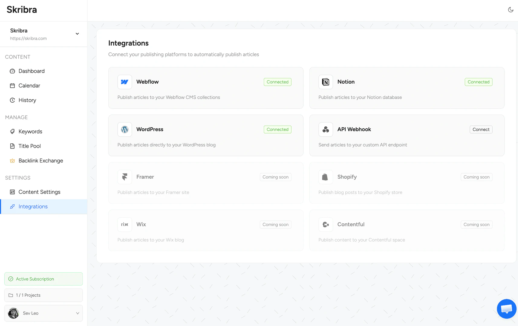 Skribra integration options with WordPress and Webflow