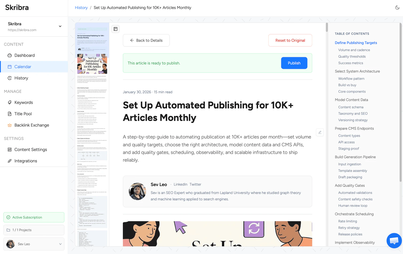 Skribra SEO optimized blog article