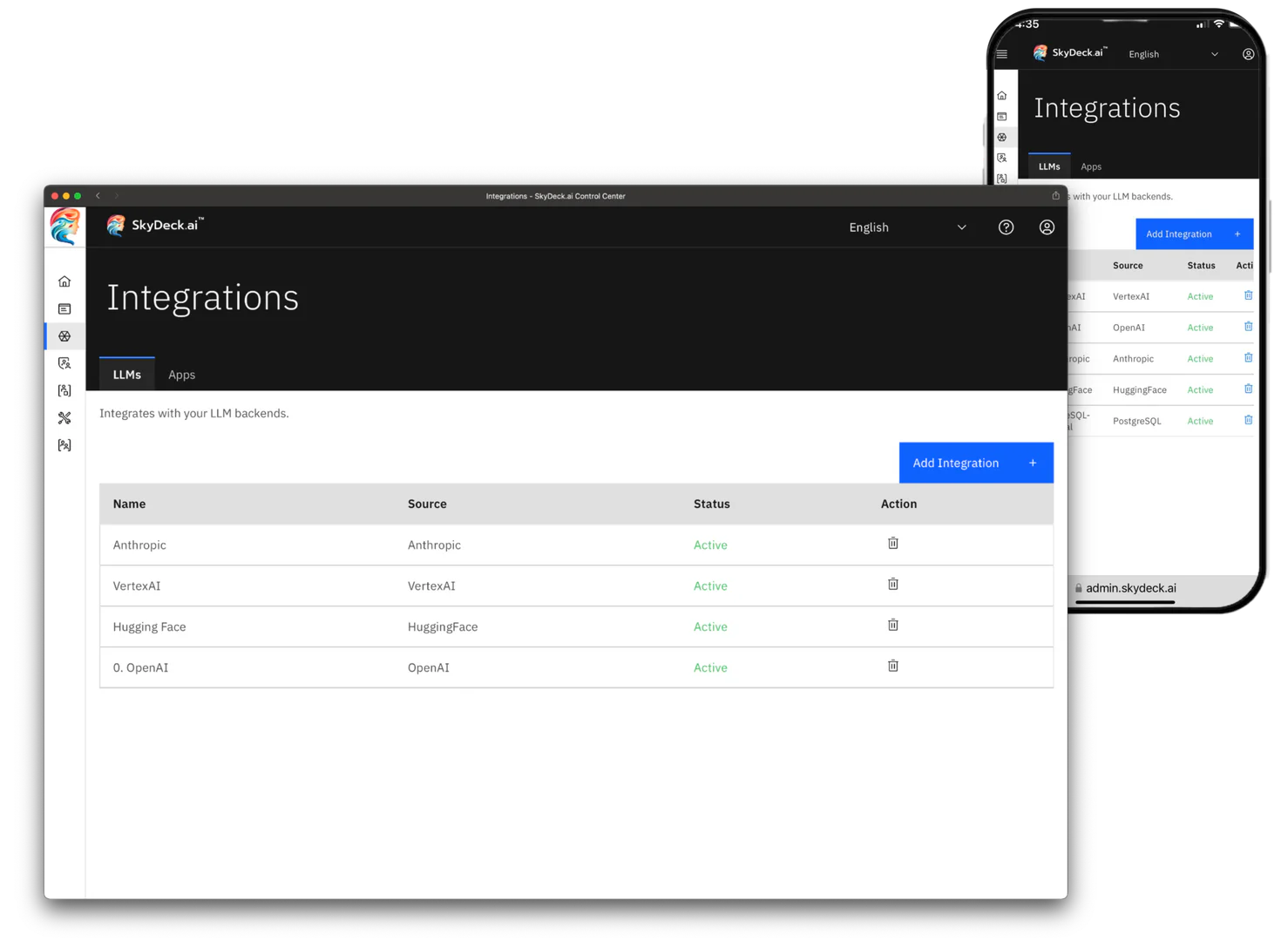 Skydeckai Control Center interface