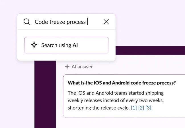 Slack product interface showing engineering features