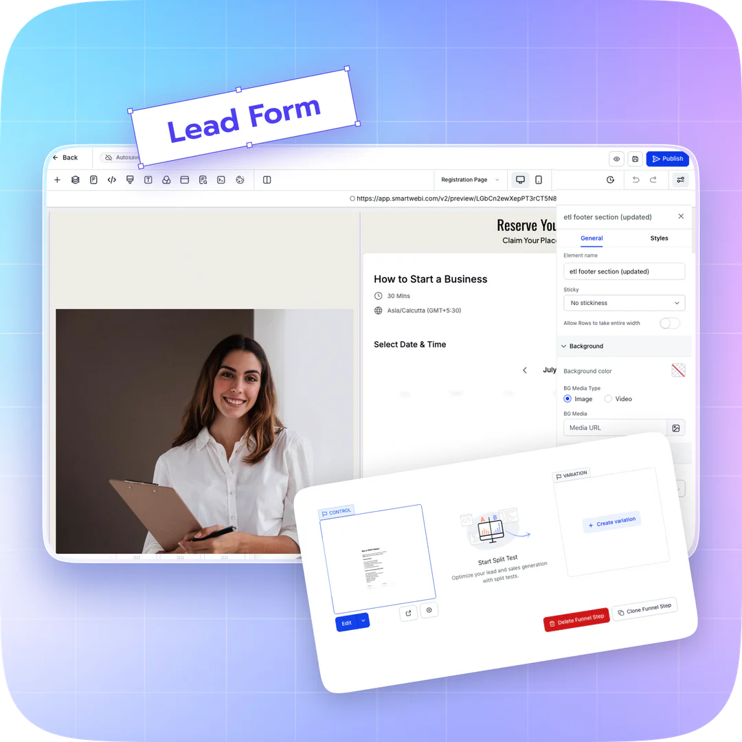 SmartWebi funnel building feature demonstration