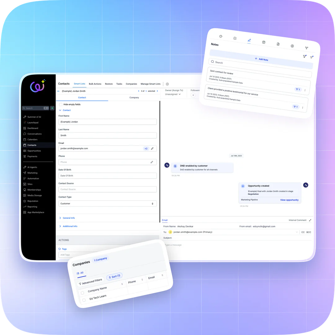 SmartWebi CRM feature overview