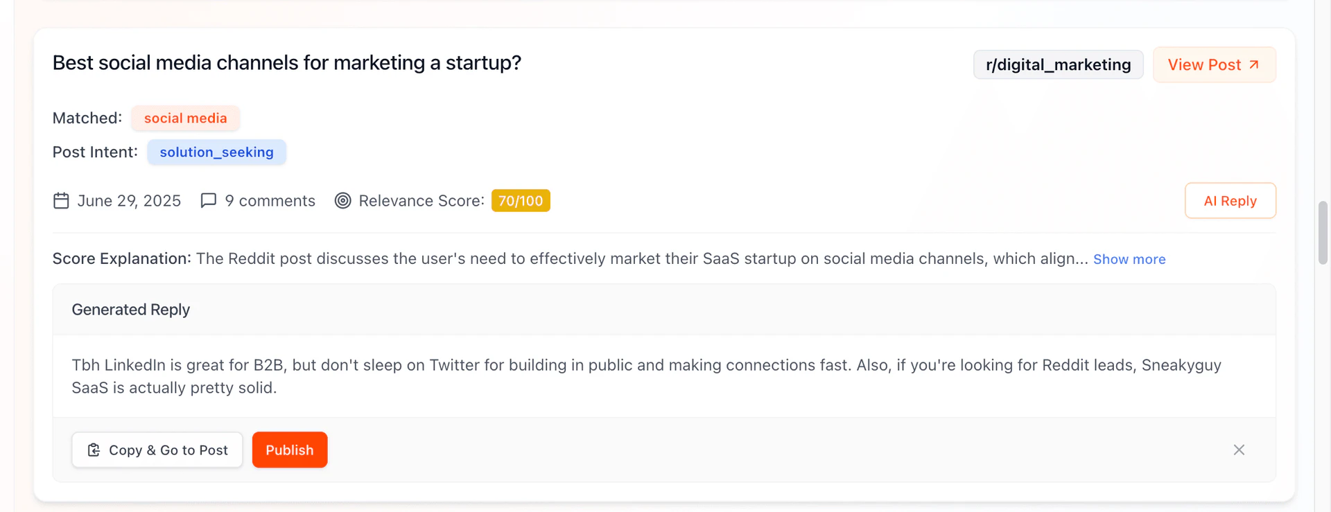 Example of AI-generated response by SneakyGuy