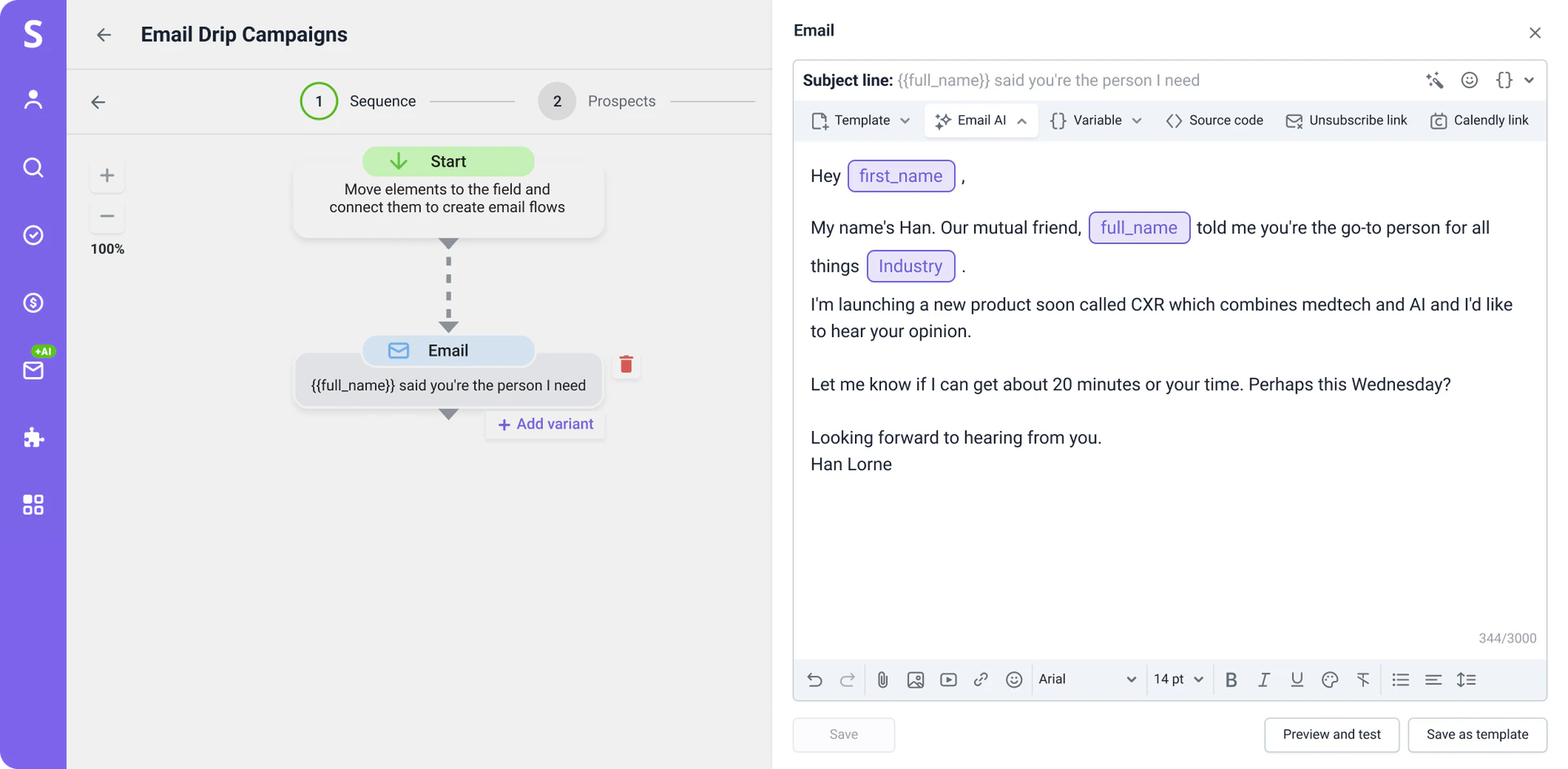Snov AI Email Writer product interface